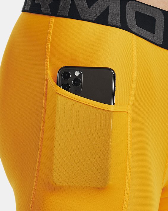 Men's HeatGear® Armour Compression Shorts, Yellow, pdpMainDesktop image number 3